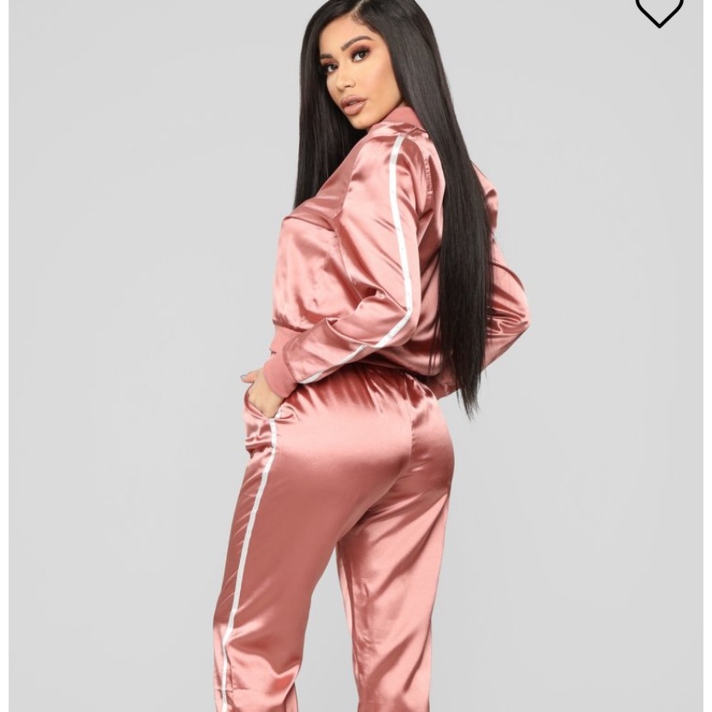 Pink Satin Tracksuit Jacket Fashion Nova sz SMALL